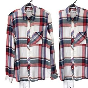 Gap Button Down Plaid Long Sleeve Women Shirt Size M